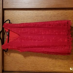 Lulus Red Lace Sleeveless Dress